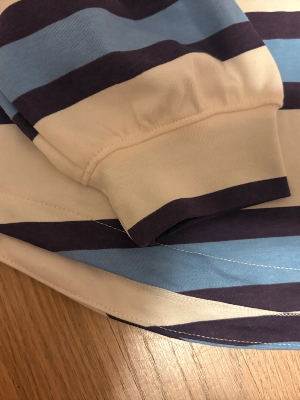 Old Navy Cream Rugby Shirt with Blue & Navy Stripes